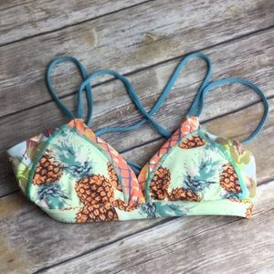 Pineapples Zebra Geometric Criss Cross Strap Top